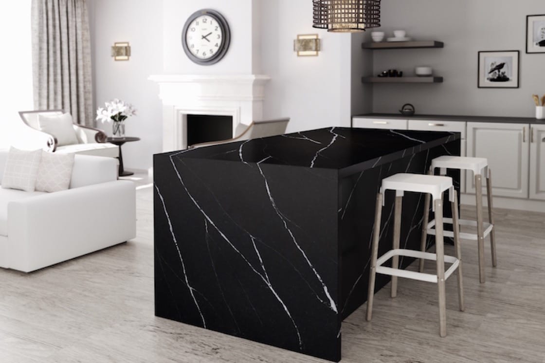 The Silestone surface looks just like real Italian Marquina marble