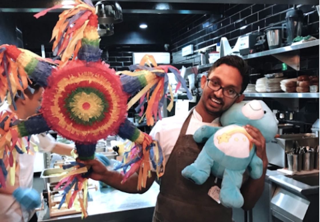 Behind the scenes: Chef Rishi Naleendra with congratulatory gifts from his regular customers on Cheek by Jowl's newly-minted Michelin-starred status.