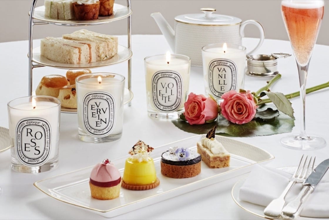 A sensory afternoon tea at Hotel Café Royal comes with Diptyque candles.