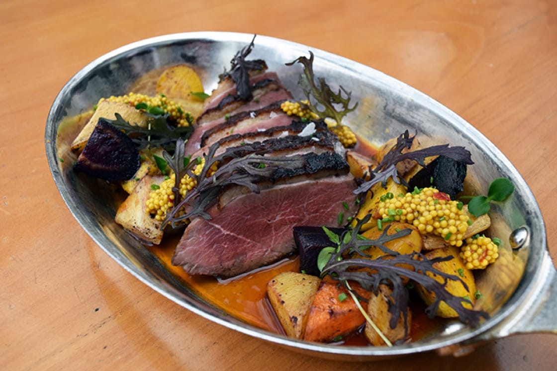 moulard duck breast with roasted root vegetables and pickled mustard seeds will be available at blue - Restaurants Open For Christmas Dinner moulard duck breast with roasted root vegetables and pickled mustard seeds will be available at blue - Restaurants Open For Christmas Dinner