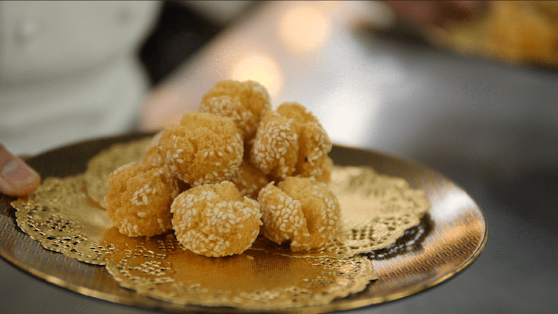 To encourage diners to eat healthier, Cheung’s sesame balls have no fillings, just a smattering of sesame seeds on the surface.