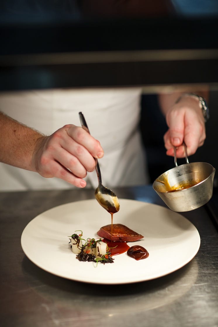 A Keating signature: pigeon with gem lettuce and alliums. (Photo: Dan Wong)