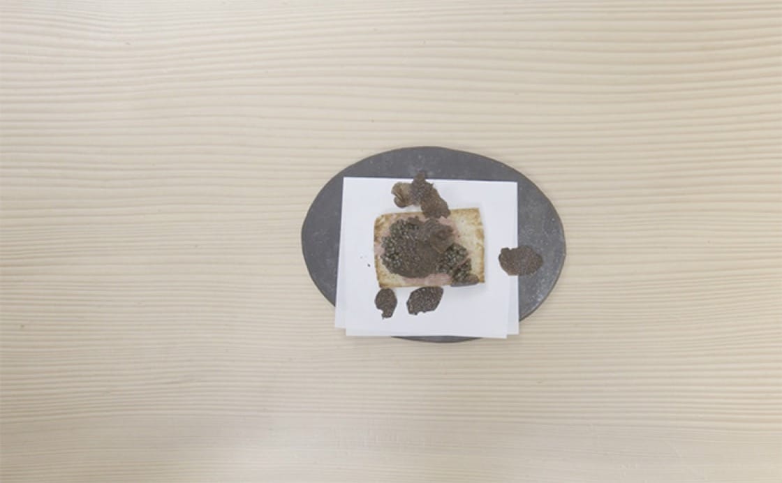 One of the courses served at Basement: Ohmi beef tartare, caviar and truffles.