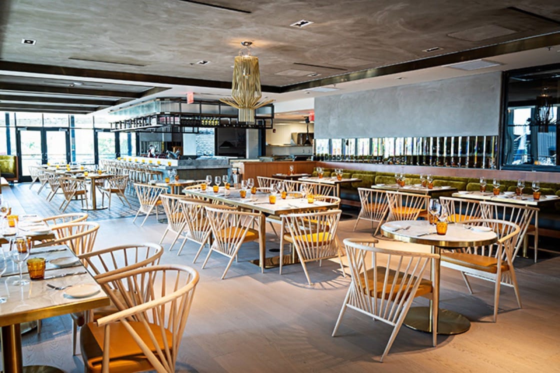 The dining room of the restaurant space.