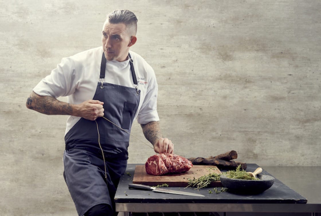  Chef Paul Hallett got his start in the world of meat as a butcher's assistant as he used to live above a butchery. (Credit: SKAI) 