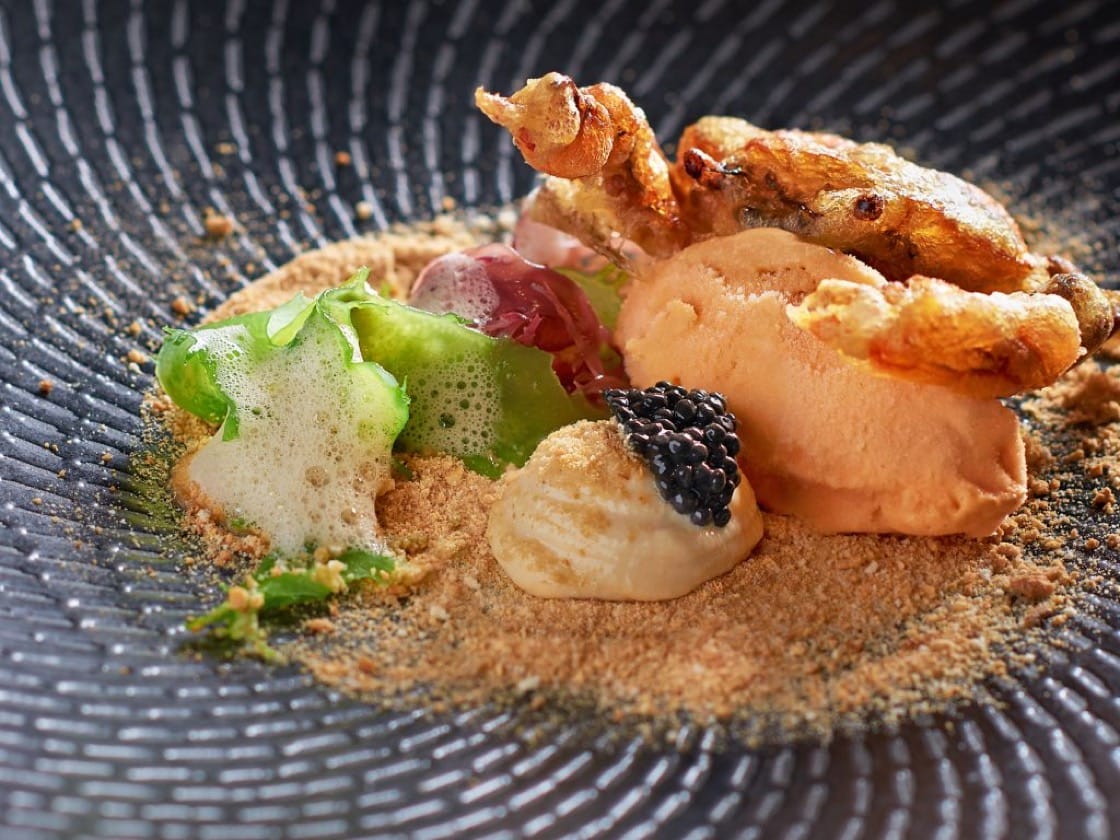 One of the first versions of the chilli crab ice cream dish (Pic: Labyrinth)