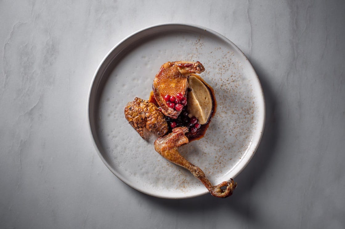 Pigeon, Jerusalem Artichoke, Pine Cones and Grated Lingonberries (Pic: Selfie)