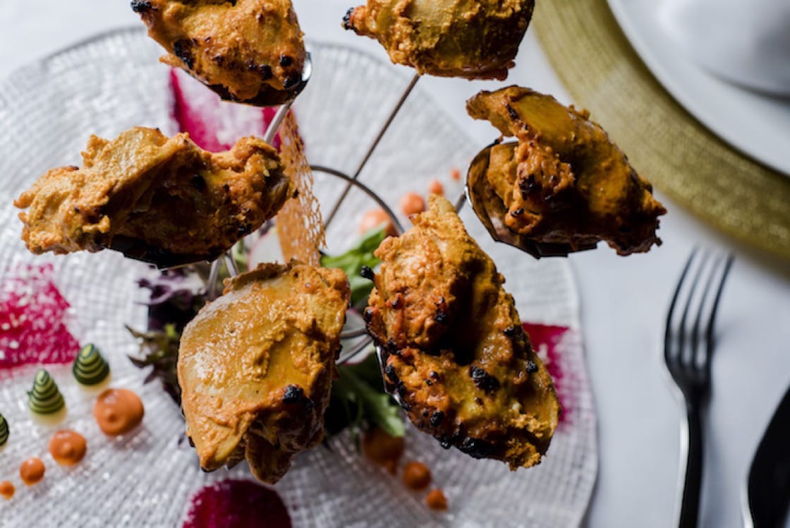 Laksa chicken kebab is one of the Singapore-inspired modern Indian dishes in The Song Of India. (Photo: The Song Of India)