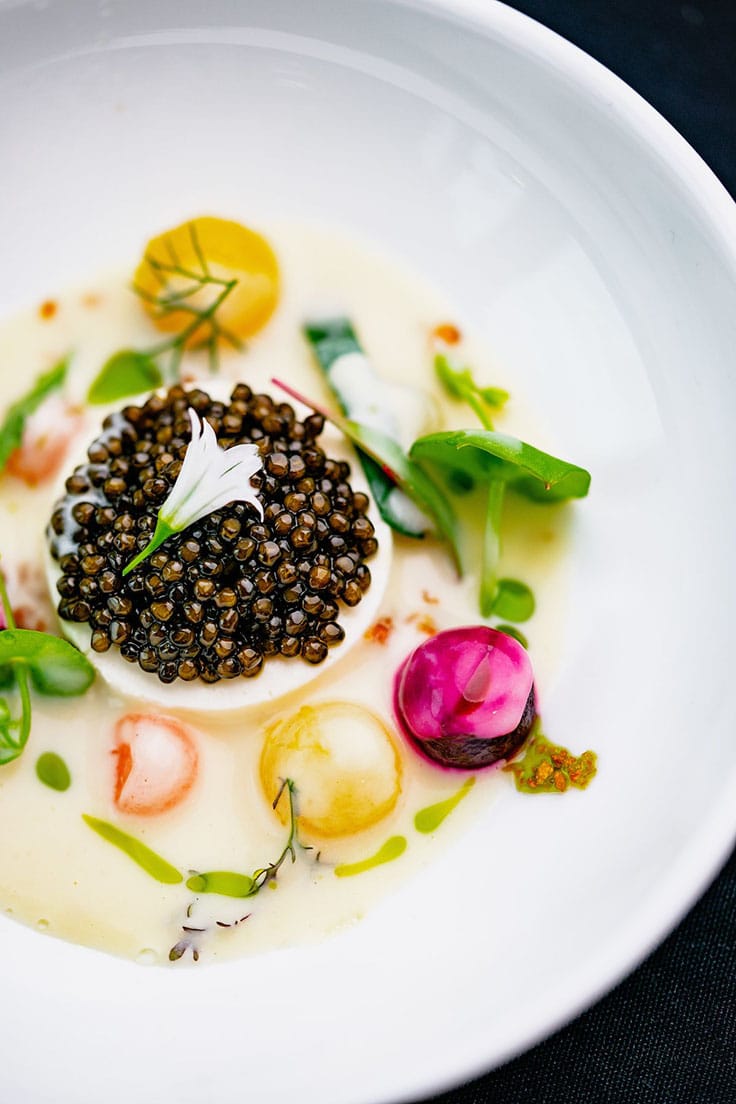 Chef Michael Tusk (three-MICHELIN-starred Quince in San Francisco) served up vegetables and herbs from Fresh Run Farm and Tsar Nicoulai golden osetra caviar. 