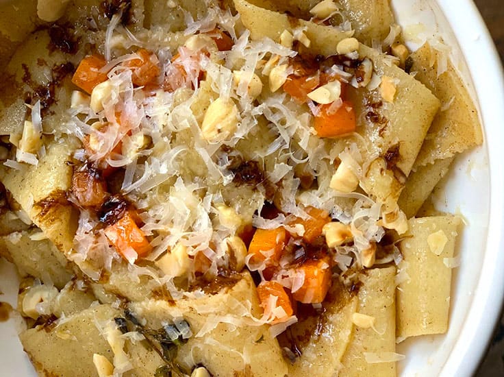 Pappardelle with persimmons, Parmesan and walnuts. (Photo courtesy of Oenotri.)