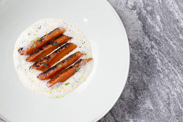 Charred carrots and razor clam chowder. (Photo by Natalie Black.)