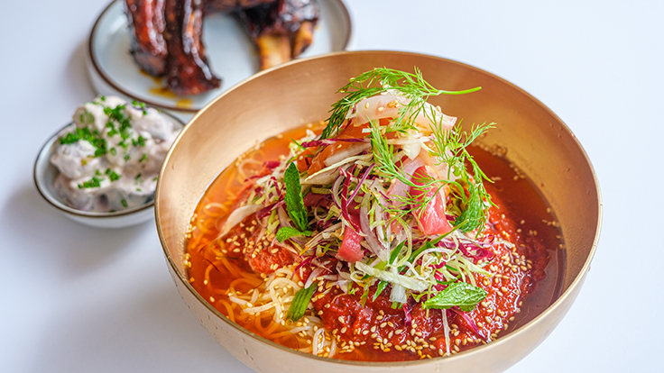 Jeju Noodle Bar's seafood naengmyun. Photo by Douglas Kim, courtesy of Jeju Noodle Bar