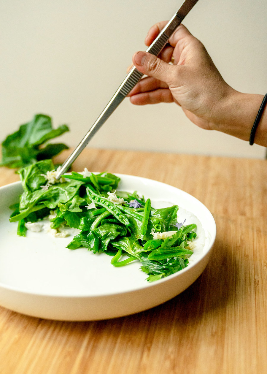 Chef Ayaka Guido plating at a Resident dinner. Photo courtesy Resident 