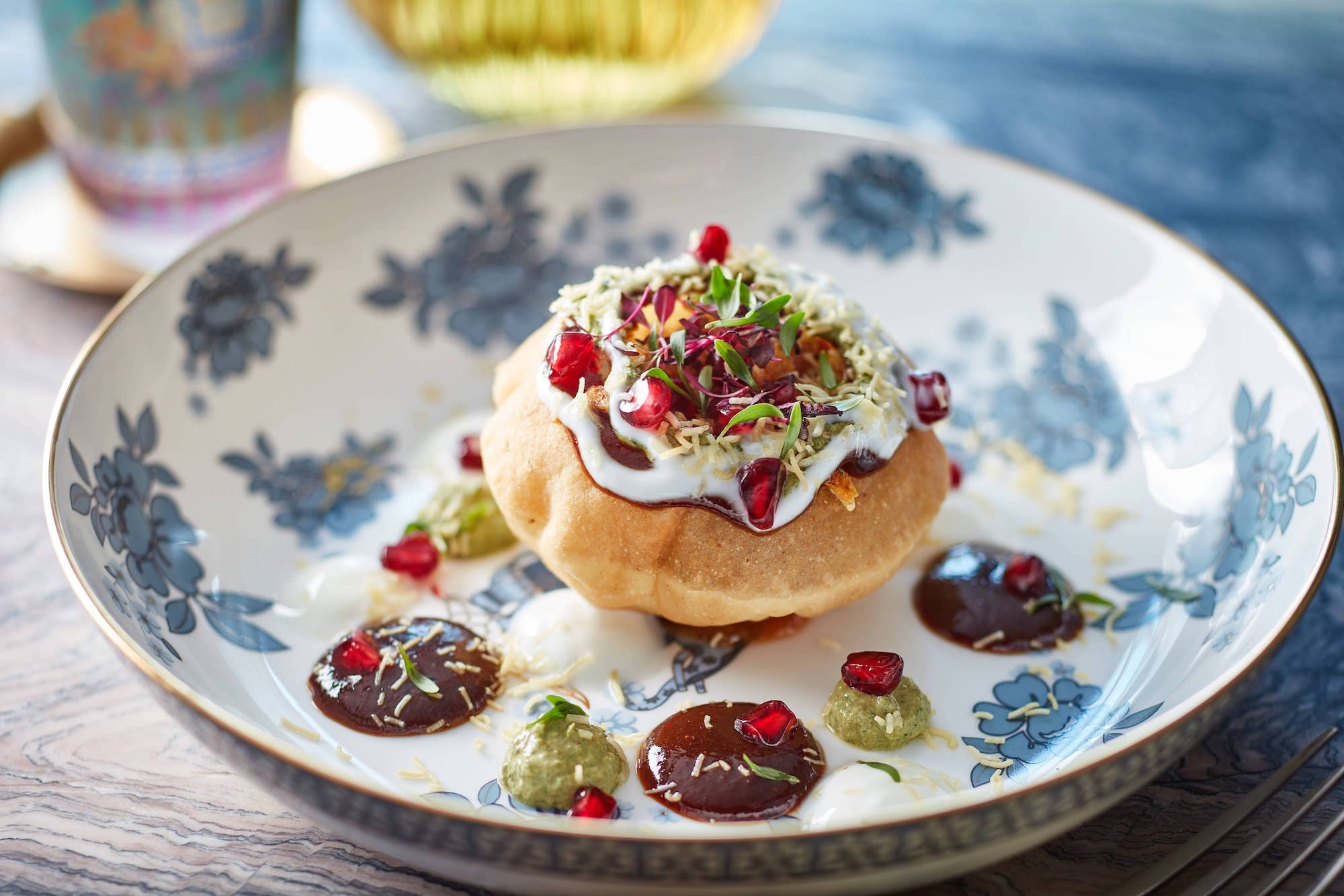 Raj Kachori made with crispy lentil, sweet and tangy chutneys (Photo: Courtesy of Chaat)