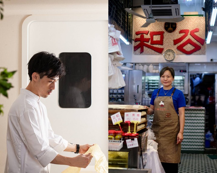 (Left©Mora) Executive chef Ming Fai Choi at Mora. (Right©Hei Kiu Au) Second-generation owner Renee So at Kung Wo Beancurd Factory.
