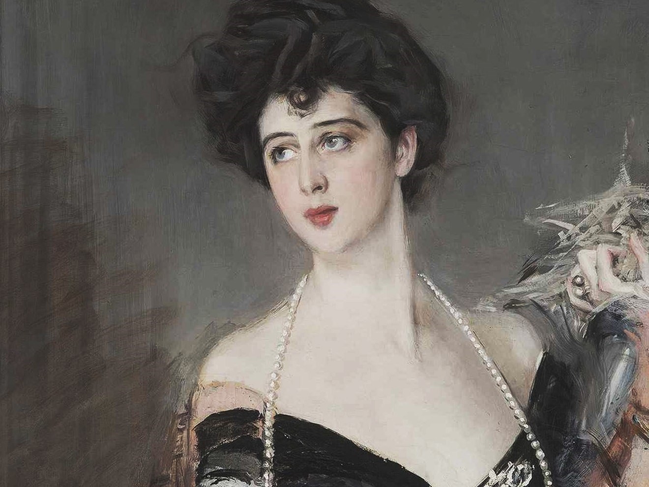 Dettaglio del celebre ritratto di Franca Florio dipinto da Giovanni Boldini