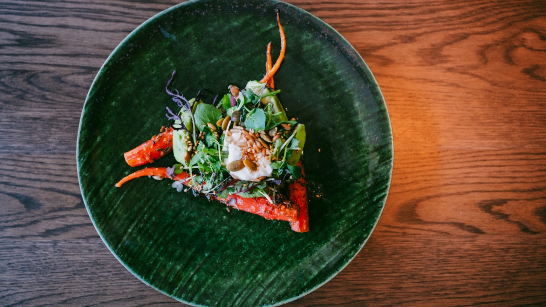 A vibrant carrot focused dish at One-Star restaurant The Shinmonzen in Kyoto. © The Shinmonzen