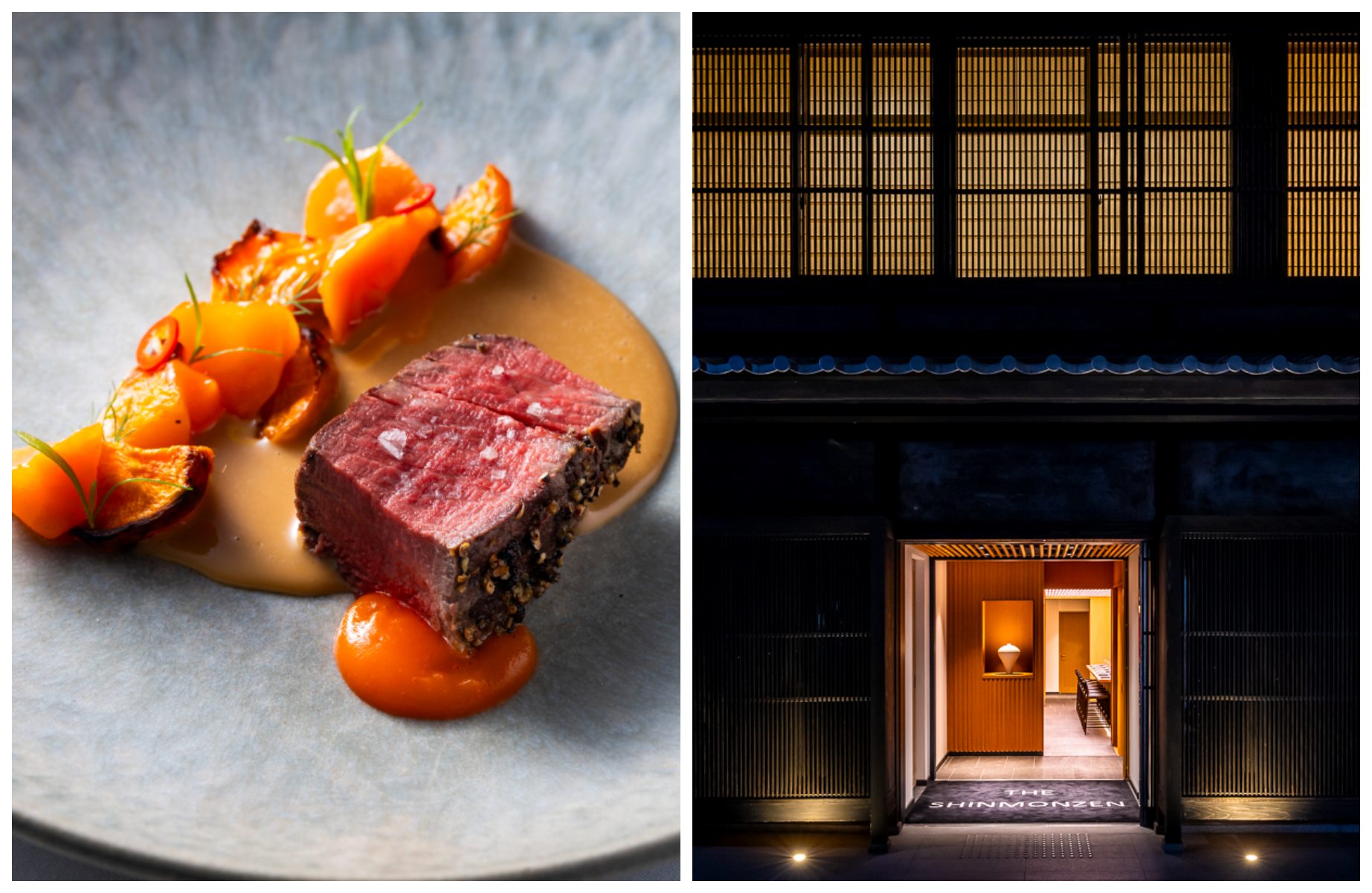 Here, contemporary French cuisine blends with influences from other culinary cultures. © (L) Sadaho Naito/Jean-Georges at The Shinmonzen / (R) Hiro Matsui/Jean-Georges at The Shinmonzen
