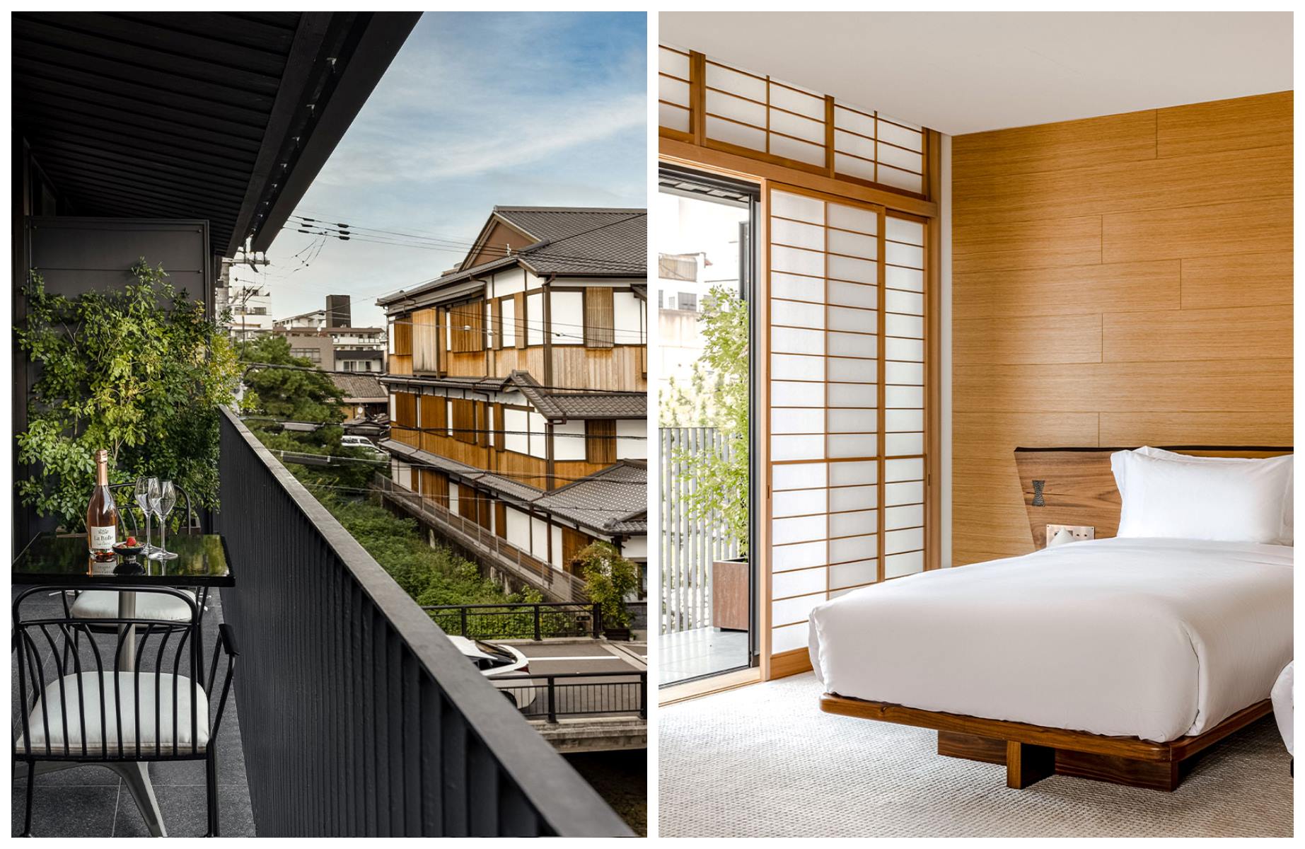 The view and sleek rooms at The Shinmonzen, a Two-MICHELIN Key hotel © The Shinmonzen