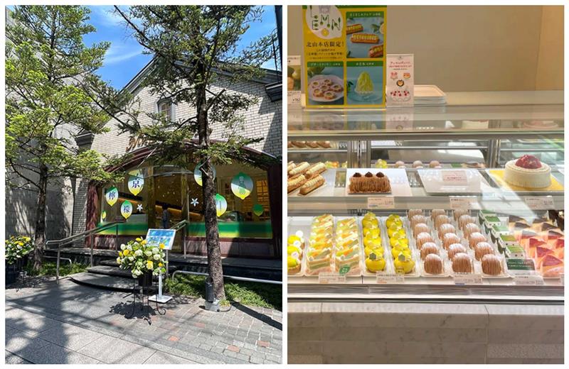 Malebranche Kitayama in Kyoto, with its inviting exterior and colorful showcase of seasonal pastries. © Malebranche