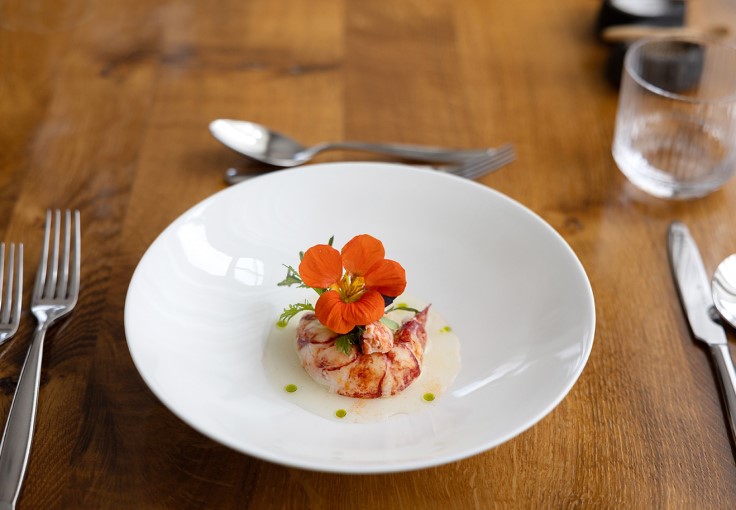 Galley Head Lobster, Tomato Water, Garden Herbs at Adrift, Dunmore. © Magda Lukas
