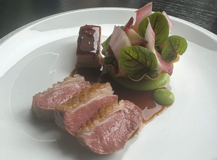 Lake District Farmers’ Lamb, Pressed Belly, English Peas and Sheep's Curd at THOMSON St Albans. © Phil Thompson