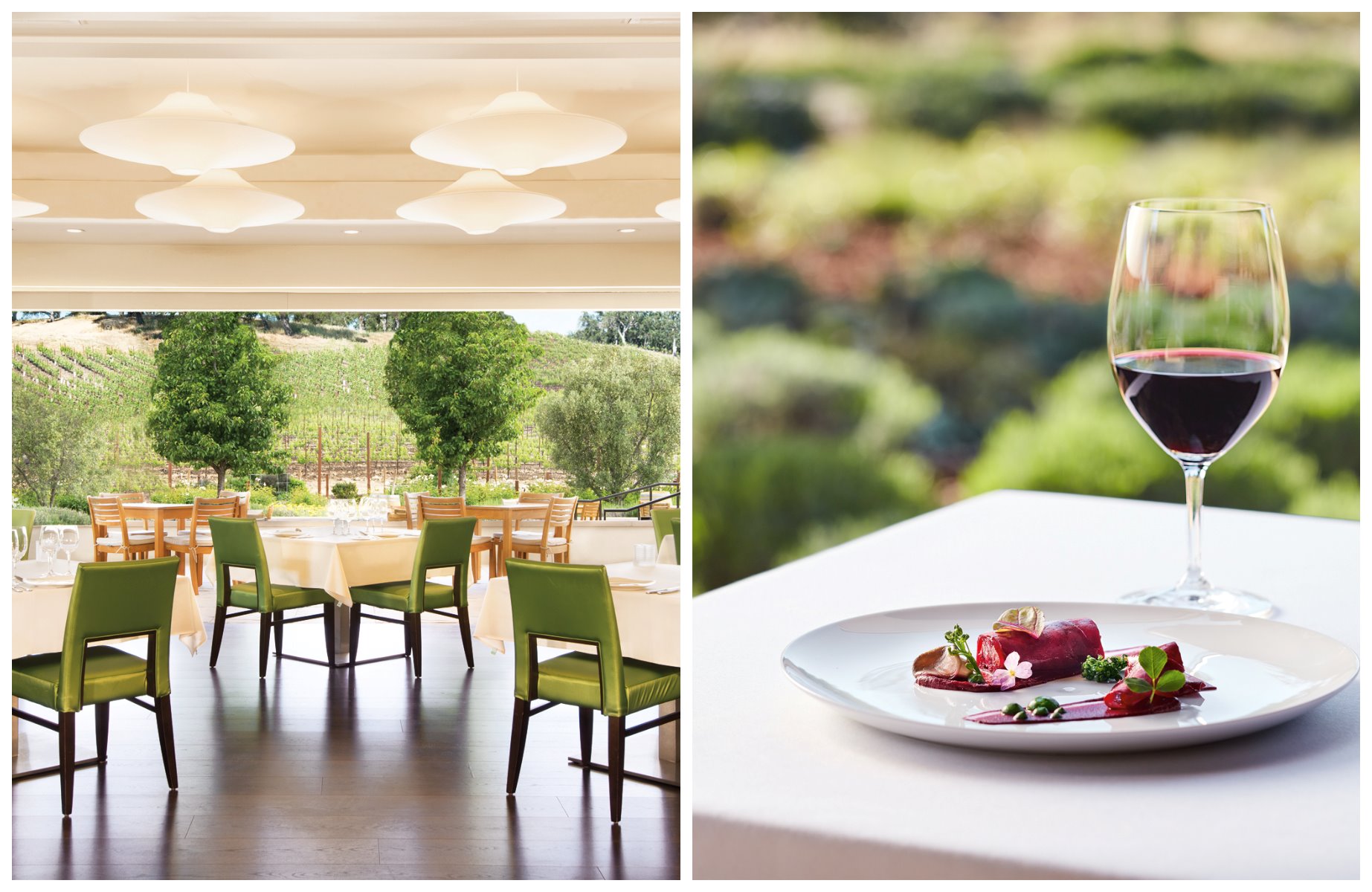 At The Restaurant at JUSTIN, diners savor hyperlocal cuisine with vineyard views in California’s Central Coast. © Sara Remington/The Restaurant at Justin