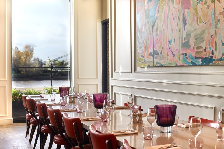 The bright dining room at Sam's Riverside, with a view of the Thames. © Ryan O'Donoghue