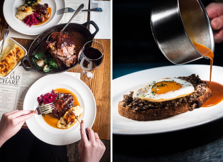 The Slow Roast Lamb Shoulder and Haggis on Toast dishes at The Broad Chare. © Nick Hopper