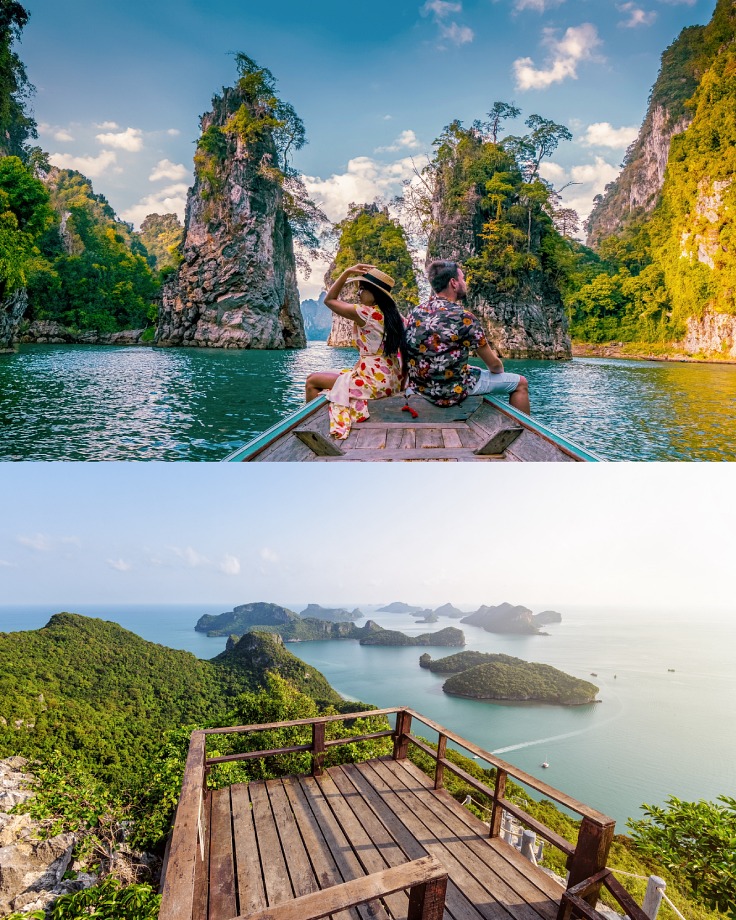 Khao Sok National Park is one of the world’s oldest rainforests, rich in biodiversity. Mu Ko Ang Thong National Park offers another stunning viewpoint. (© Shutterstock)