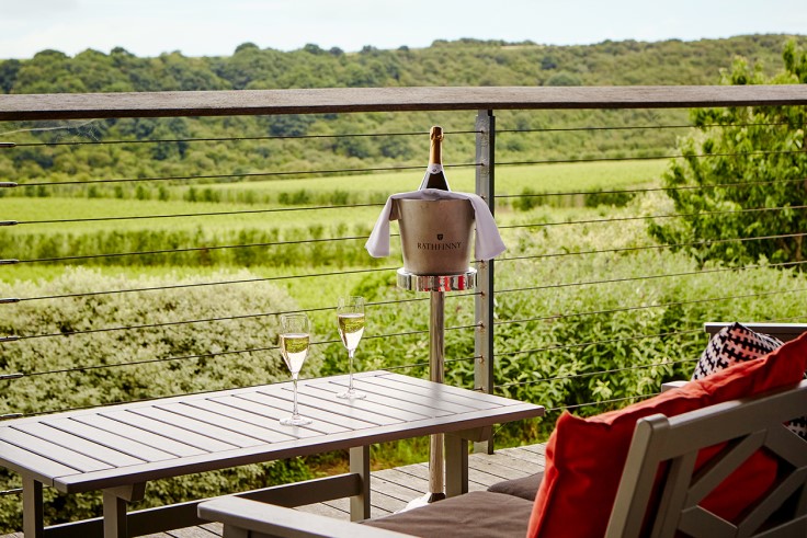 The wonderful views from the terrace at Rathfinny Tasting Room. © Sam Harris