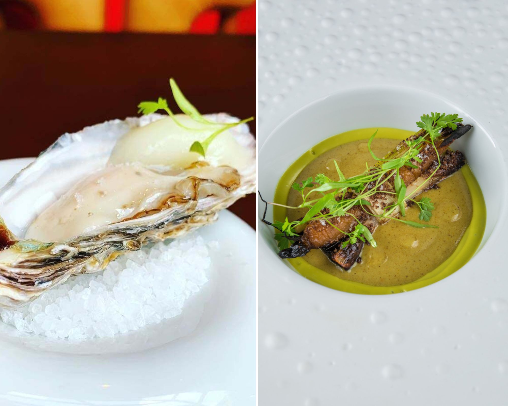 No Oro, a cozinha brasileira é reinterpretada com criatividade e técnica. © Esquerda: whoisw/Instagram / Direita: Tomás Rangel/Oro