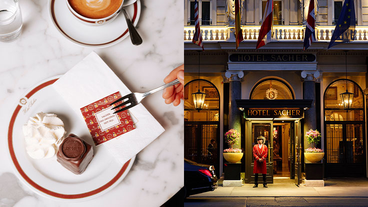 Sacher Cube © WienTourismus / Paul Bauer and Entrance of Hotel Sacher @ Hotel Sacher Vienna