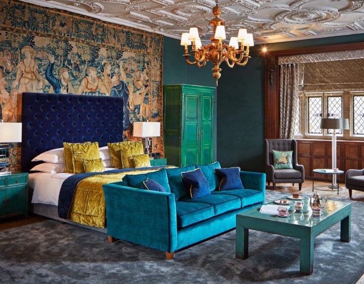 Great Fosters' bold and distinctive design in the Tapestry Suite. © Great Fosters
