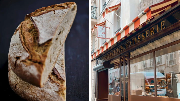 Breads made with carefully sourced heritage flours, served in Eveil bakery's warm, family-run setting. © Boulangerie Éveil