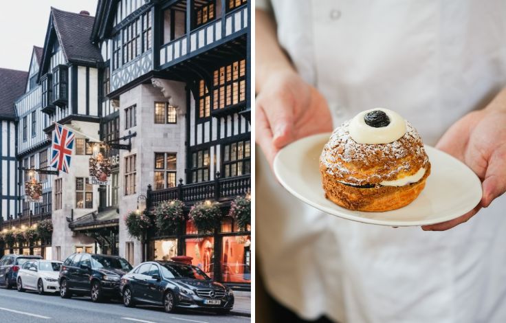 Liberty's iconic shopfront and a sweet treat from nearby Donia. © Alena Kravchenko/iStock, Matthew Weller