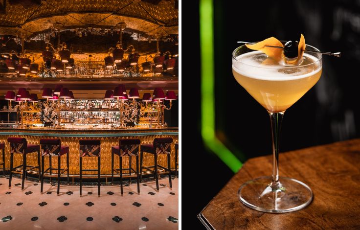 Park Chinois' glitzy subterranean cocktail bar and a drink from Bandra Bhai. © Park Chinois, pahli hill