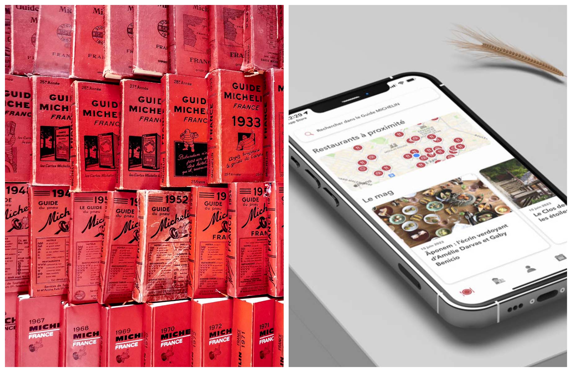 The Michelin Guide books archives and the mobile application featuring maps, lists and articles © Marie Hervé/The MICHELIN Guide