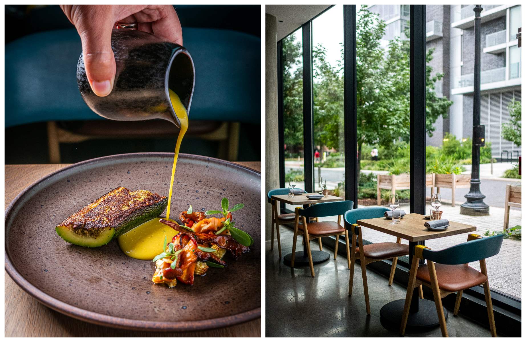 A baton of summer squash is elevated by a filling of pumpkin seed "ricotta." © Rey Lopez/Oyster Oyster, Washington, D.C.