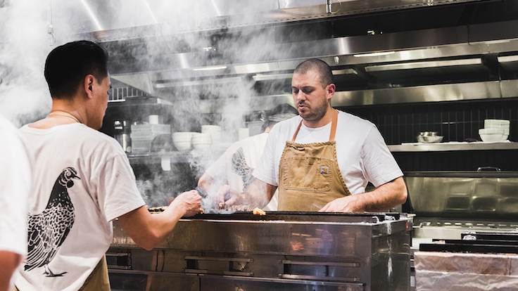 Abergel grilling yakitori at Yardbird, Hong Kong. (Photo: Ja Tecson)