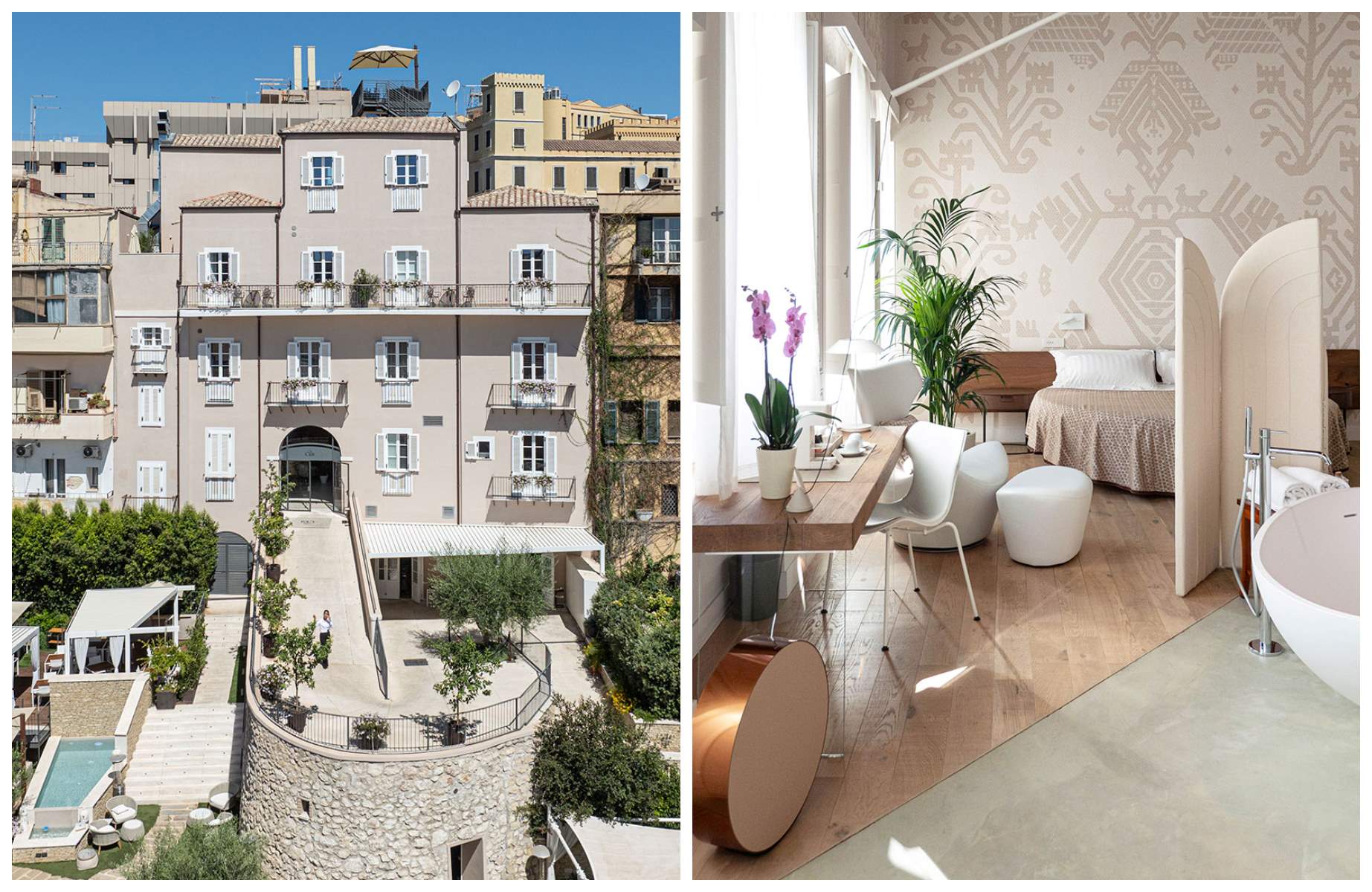 After visiting the Domus de Janas, rest your head at Casa Clàt, a One MICHELIN Key hotel in the heart of Cagliari less than an hour away. © Casa Clàt