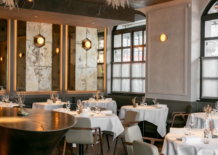 The understated elegance of The Ledbury's dining room. © Justin De Souza