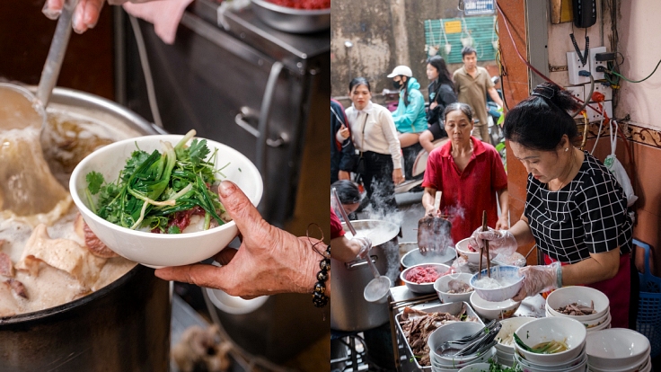 Phở Bò Ấu Triệu, a popular spot in the morning. (© Linh Pham/ MICHELIN Guide Vietnam)