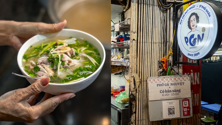 Phở Gà Nguyệt, a popular chicken pho spot after hours. (© Linh Pham/ MICHELIN Guide Vietnam)