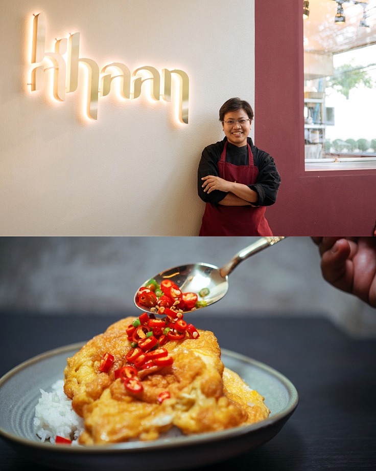 Nothing beats a fluffy Thai omelet with steaming jasmine rice and a drizzle of fish sauce dip. (© Anuwat Senivansa Na Ayudhya/ MICHELIN Guide Thailand)