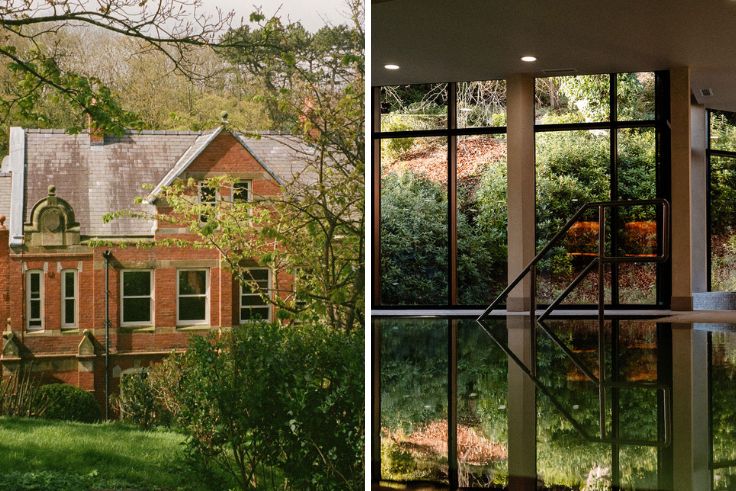 The exterior of Saltmoore House and one of the retreat's pools. © Saltmoore