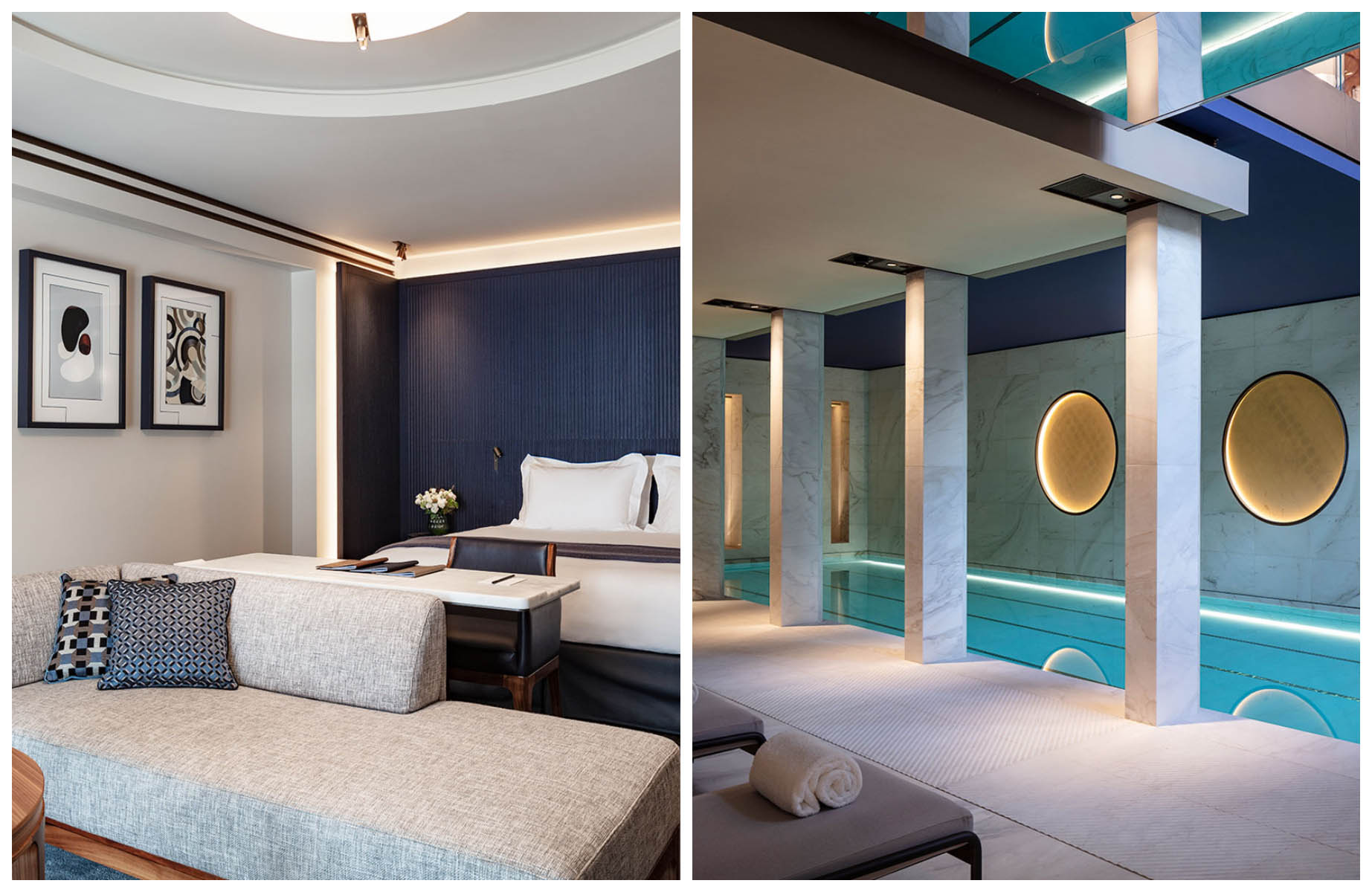 A room and the spa pool at the Two-Key Mandarin Oriental Lutetia, Paris hotel on the Left Bank. © Mandarin Oriental Lutetia, Paris