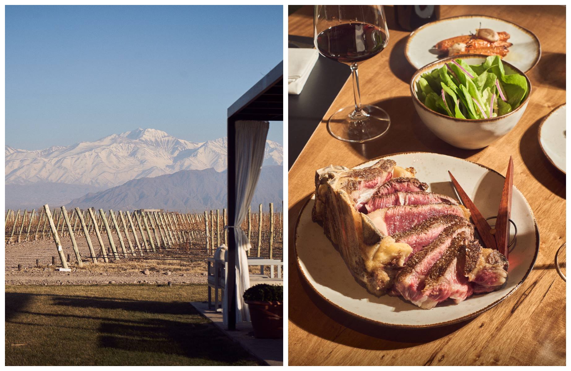 A taste of the Andes with one of Ruca Malen's grill dishes. © Left: Ruca Malen / Right: Santiago Mañanet/Ruca Malen