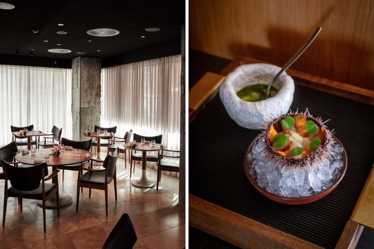 The dining room and one of the dishes at RE-NAA in Stavanger (© Henriette Heimdal)