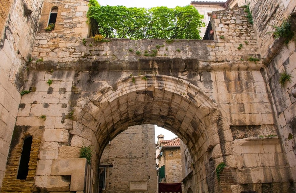 The interior arch of the 4th century Golden Gate in the historic city walls of Split - Dragoncello/iStock